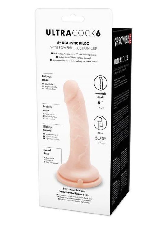 Prowler RED Ultra Cock 6 Inch Realistic Suction Cup Veiny Lifelike Penis Dildo
