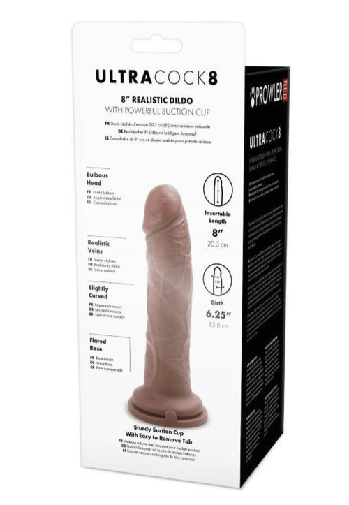 Prowler RED Ultra Cock 8 Inch Realistic Suction Cup Caramel Veiny Penis Dildo