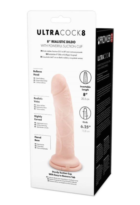 Prowler RED Ultra Cock 8 Inch Realistic Suction Cup Veiny Lifelike Penis Dildo