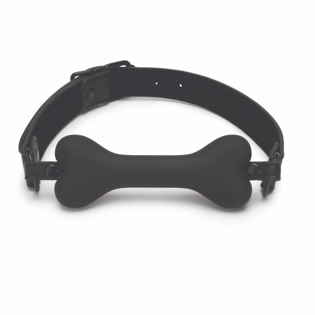 Prowler Red Bone Mouth Gag Adjustable BDSM Fetish Petplay Puppy Silicone Black