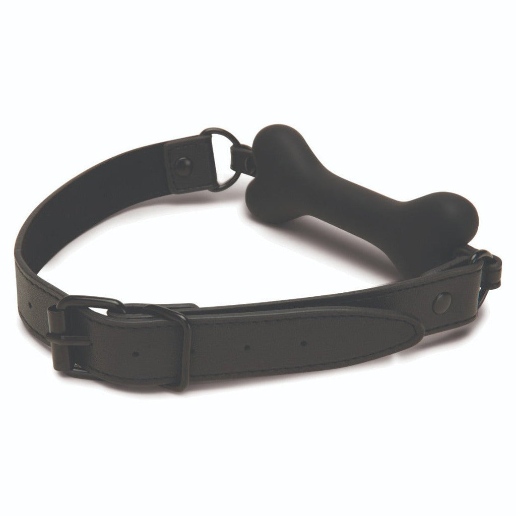 Prowler Red Bone Mouth Gag Adjustable BDSM Fetish Petplay Puppy Silicone Black