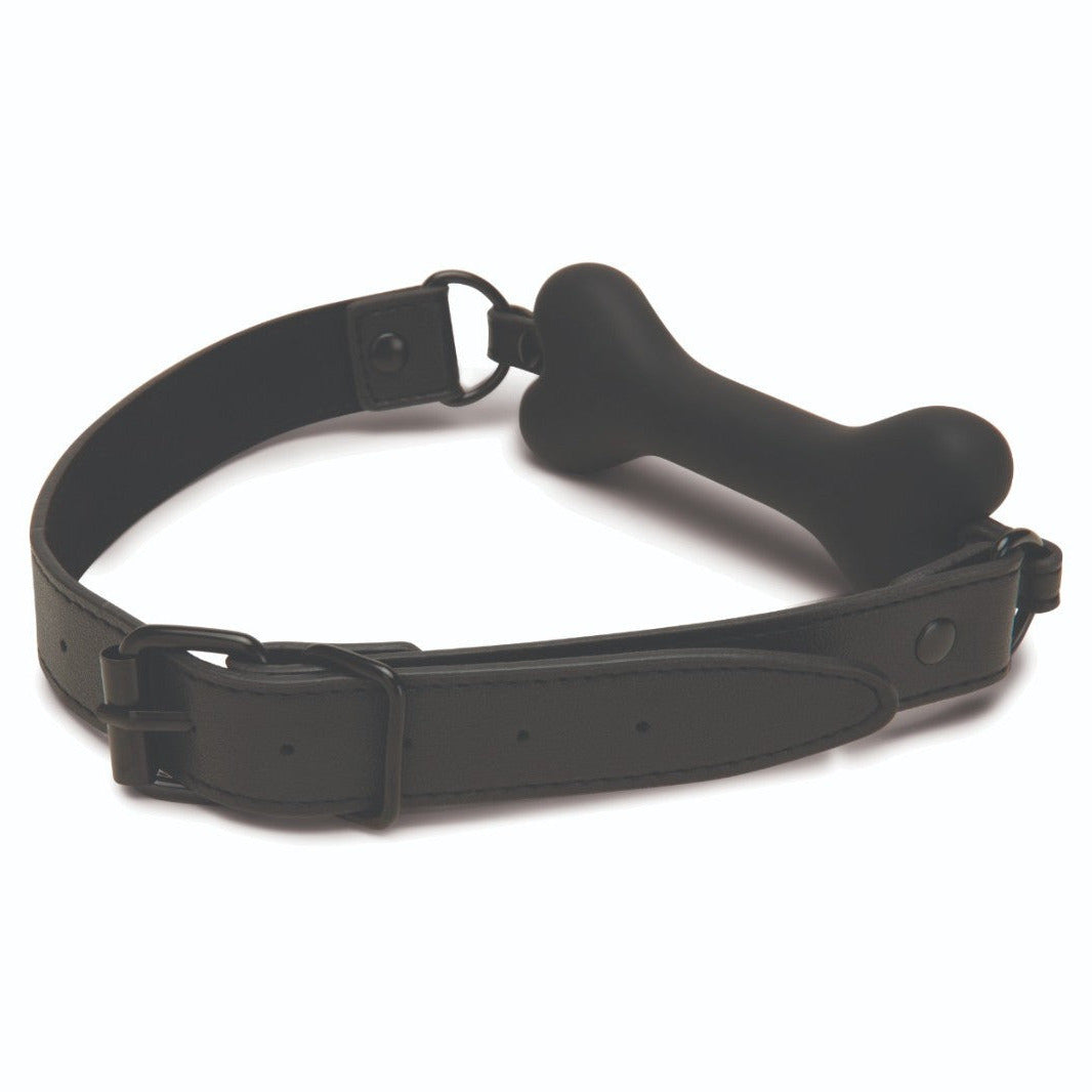 Prowler Red Bone Mouth Gag Adjustable BDSM Fetish Petplay Puppy Silicone Black
