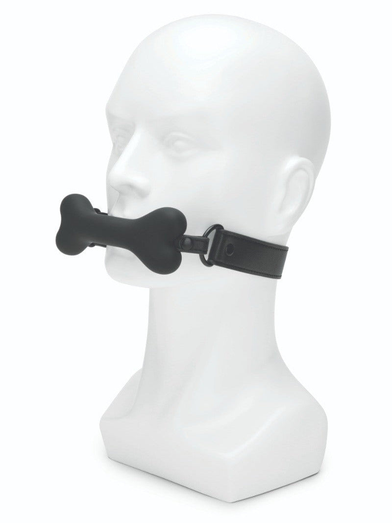 Prowler Red Bone Mouth Gag Adjustable BDSM Fetish Petplay Puppy Silicone Black