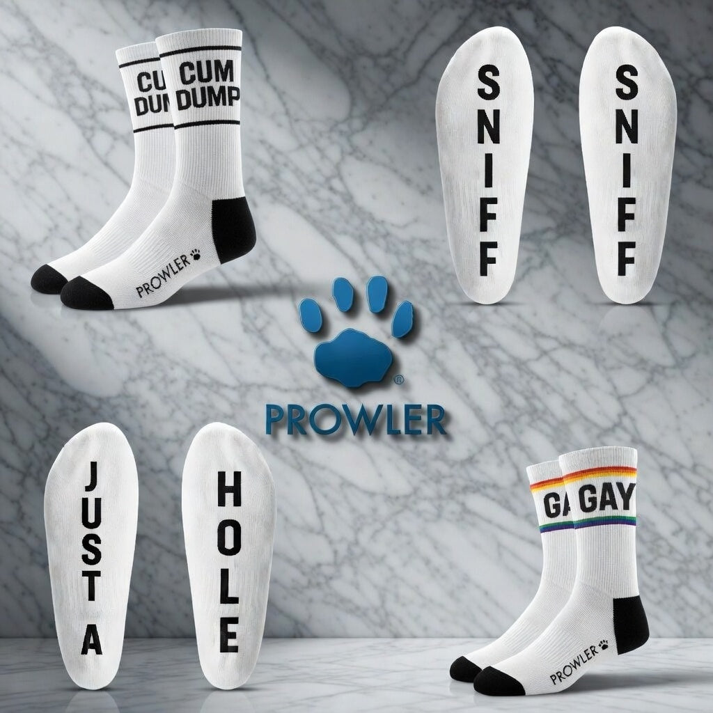 Prowler Socks LGBT Gay Fetish Slogan BDSM Crew Ankle Football Styles
