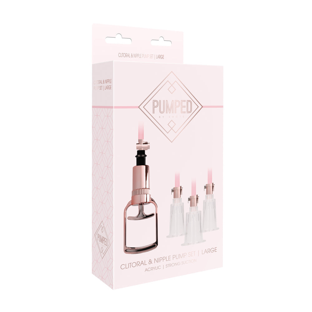 Pumped Clitoral & Nipple Pump Set Transparent Rose Gold Vacuum Suction Device