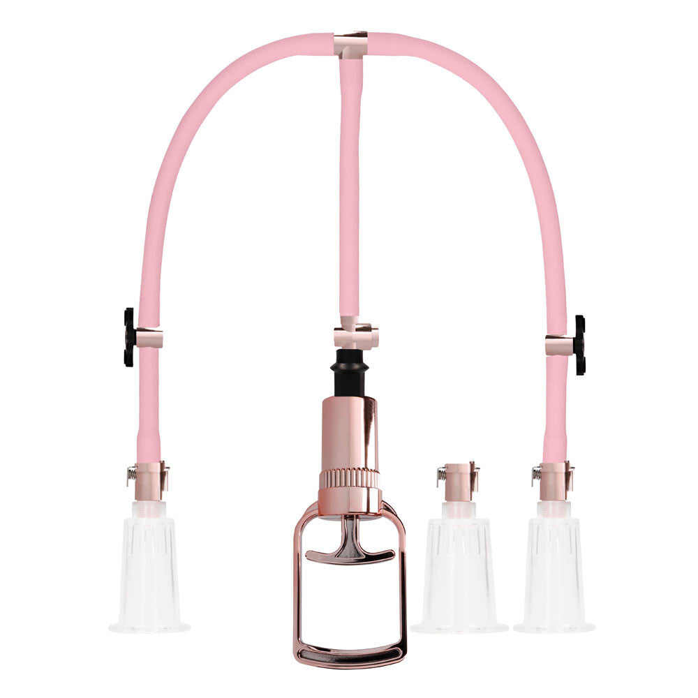 Pumped Clitoral & Nipple Pump Set Transparent Rose Gold Vacuum Suction Device