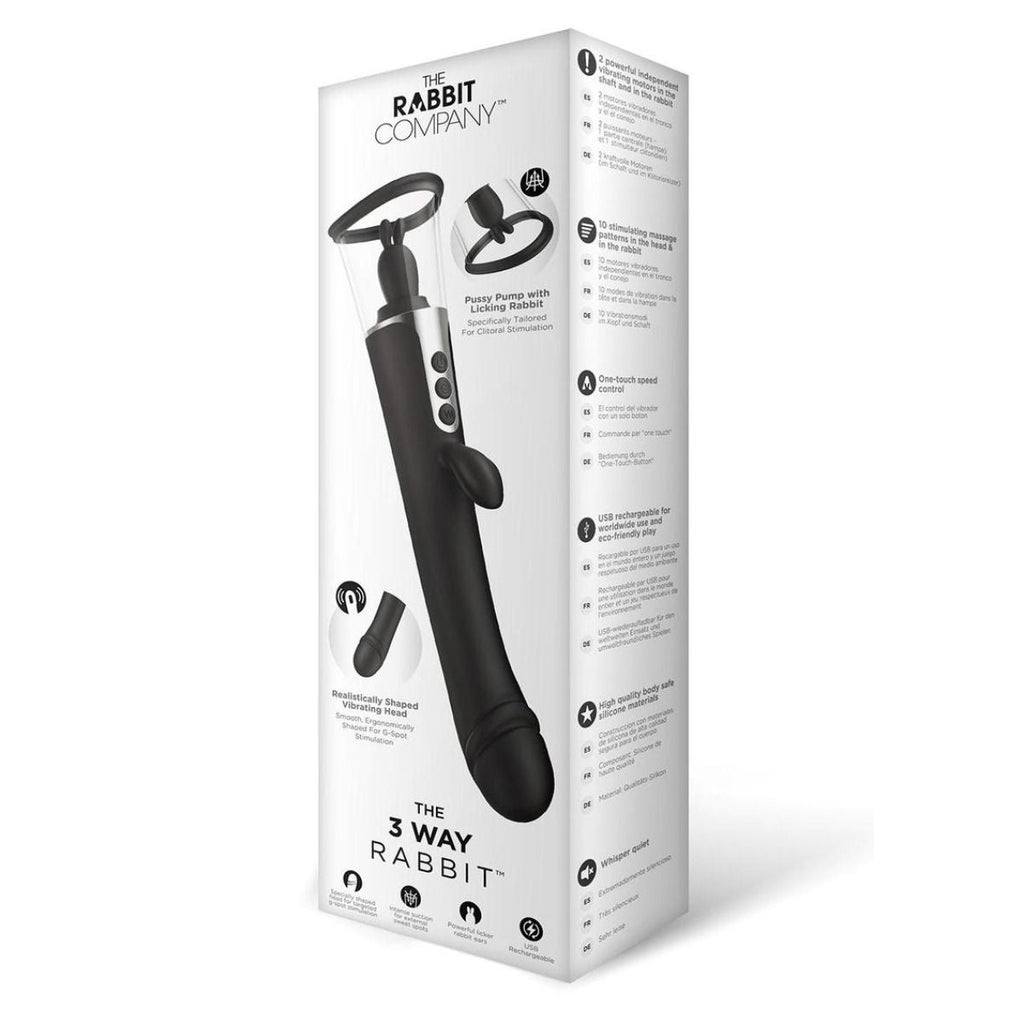 Rabbit Company 3 Way Pussy Pump Licking Vibrator Clit G-Spot Silicone Massager