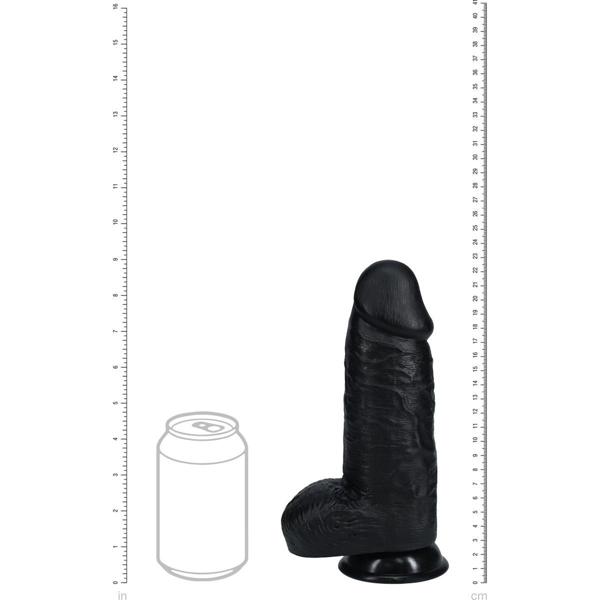 RealRock Extra Thick Suction Cup Dildo Cock Balls Black Realistic Veiny 9 Inch