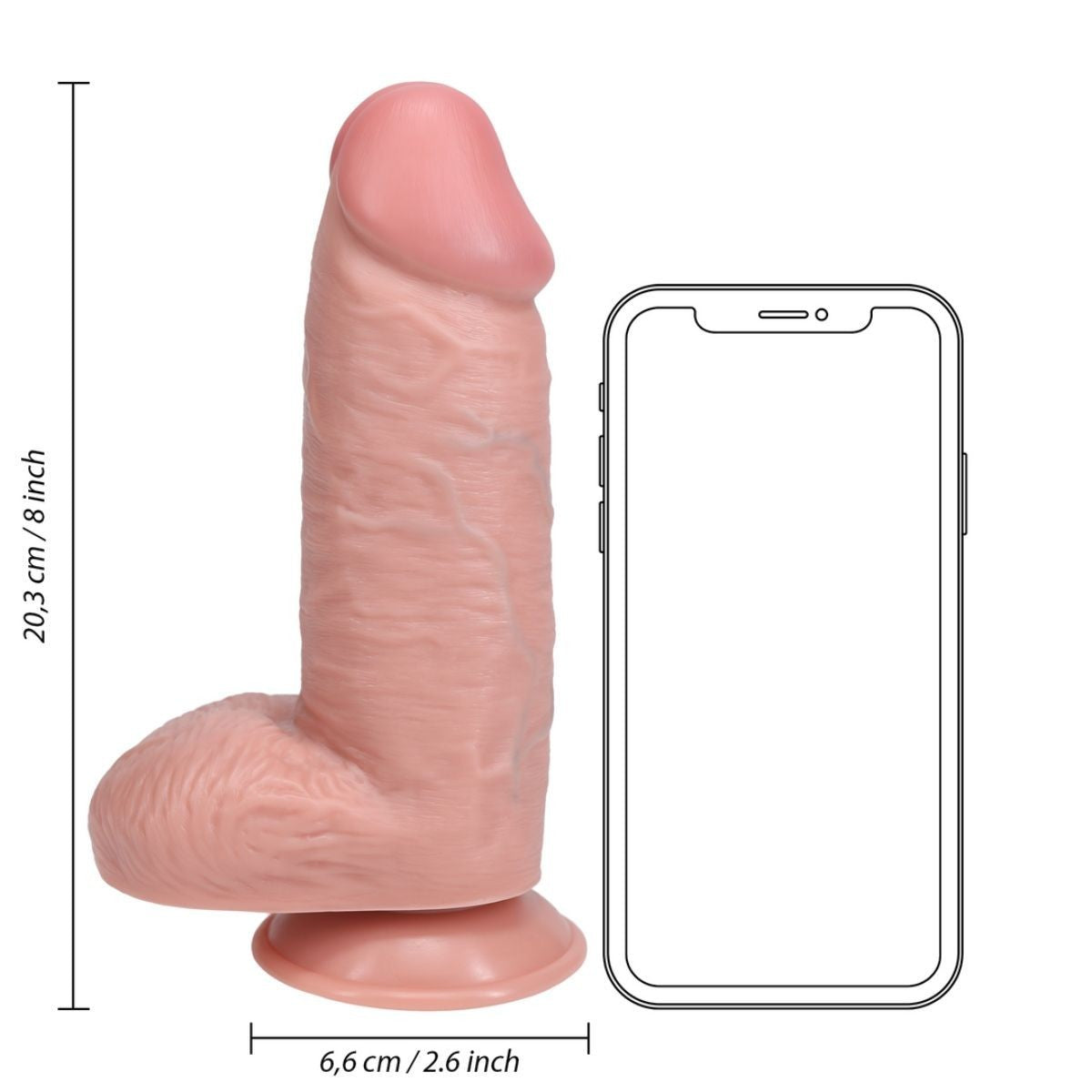 RealRock Extra Thick Suction Cup Dildo Cock Balls Light Realistic Veiny 8 Inch