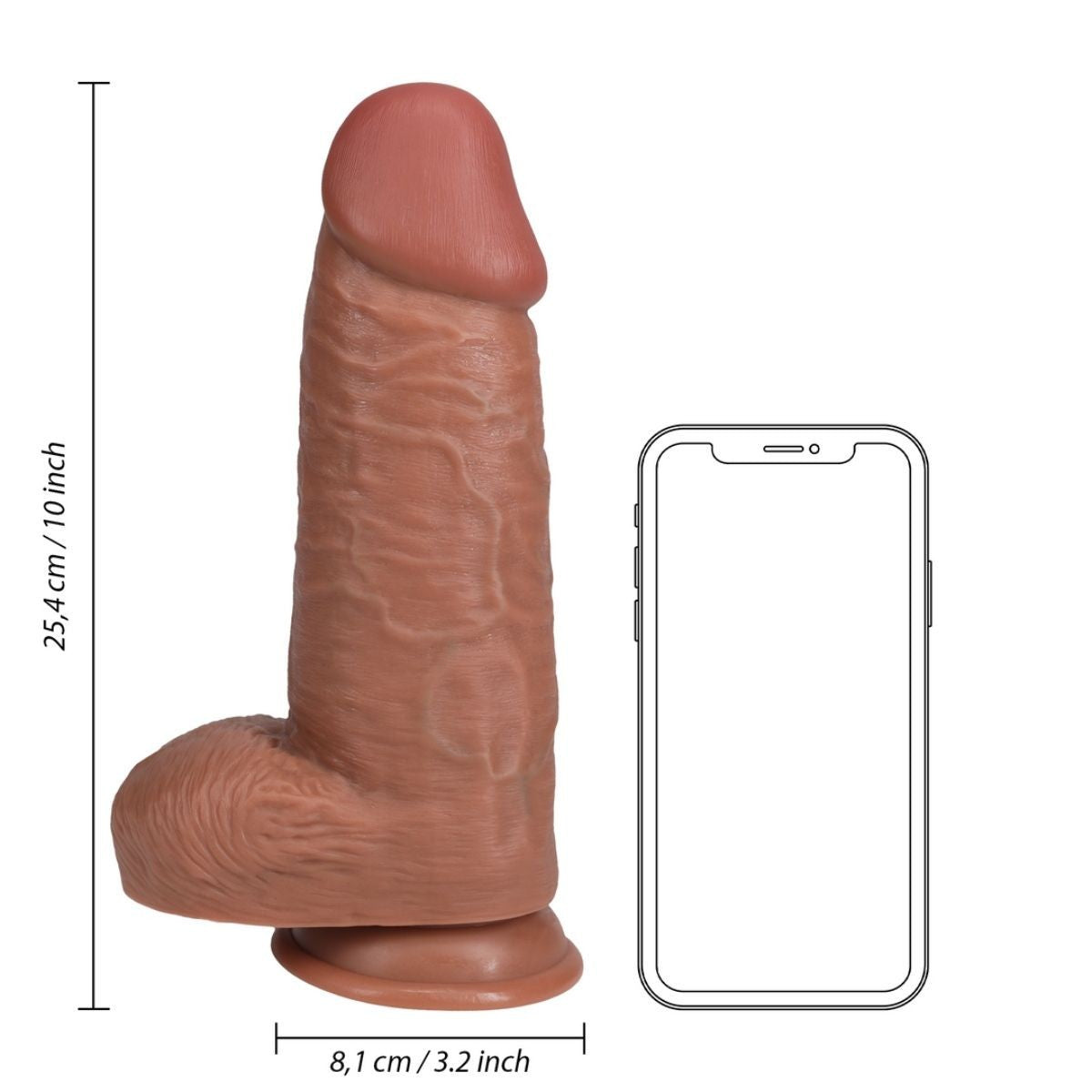 RealRock Extra Thick Suction Cup Dildo Cock Balls Tan Realistic Veiny 10 Inch