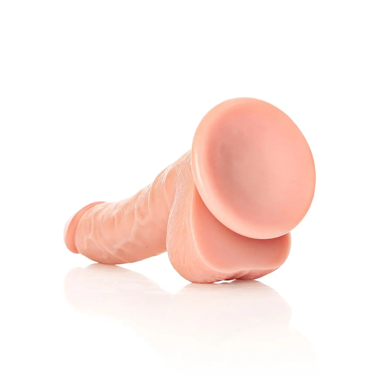 RealRock Realistic Curved Suction Cup Silicone Dildo With Balls Pink 7 Inch
