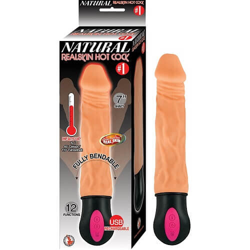 Realistic Warming 7 inch Vibrating Bendable 12 Function Vanilla Clit G-Spot Dildo