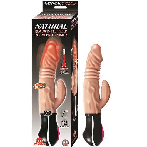 Realistic Warming Thrusting Vibrating Rabbit Clit Gspot 12 Function Dildo USB