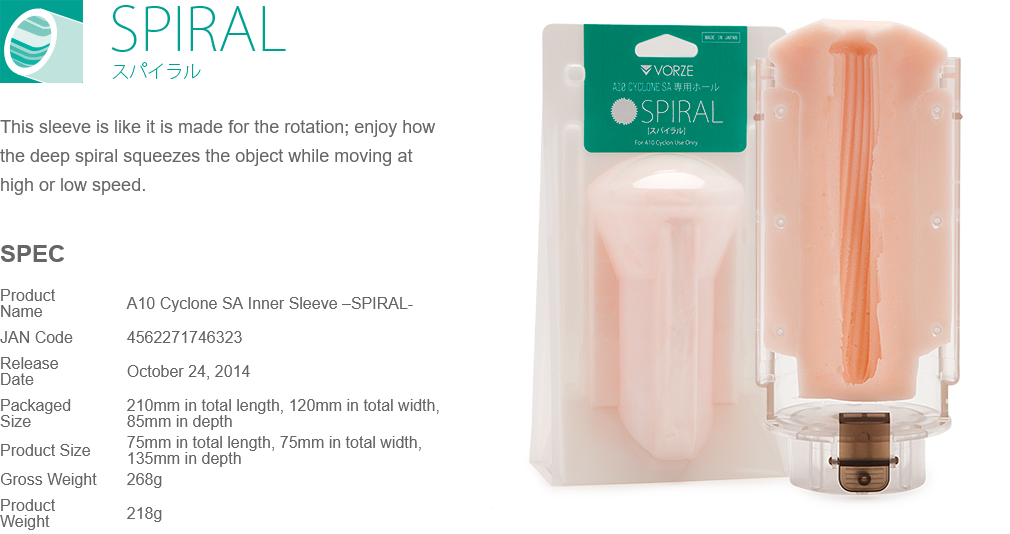 Rends Vorze A10 Cyclone SA Male Masturbator Inner Sleeve Insert Stroker Massager
