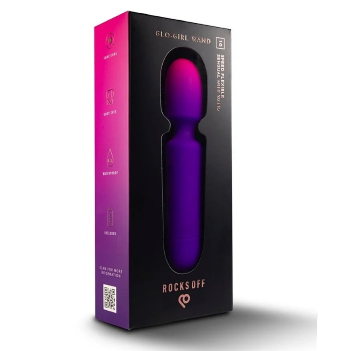 Rocks Off Glo-Girl Wand Clitoral Massager Silicone 10 Speed Vibrator Waterproof