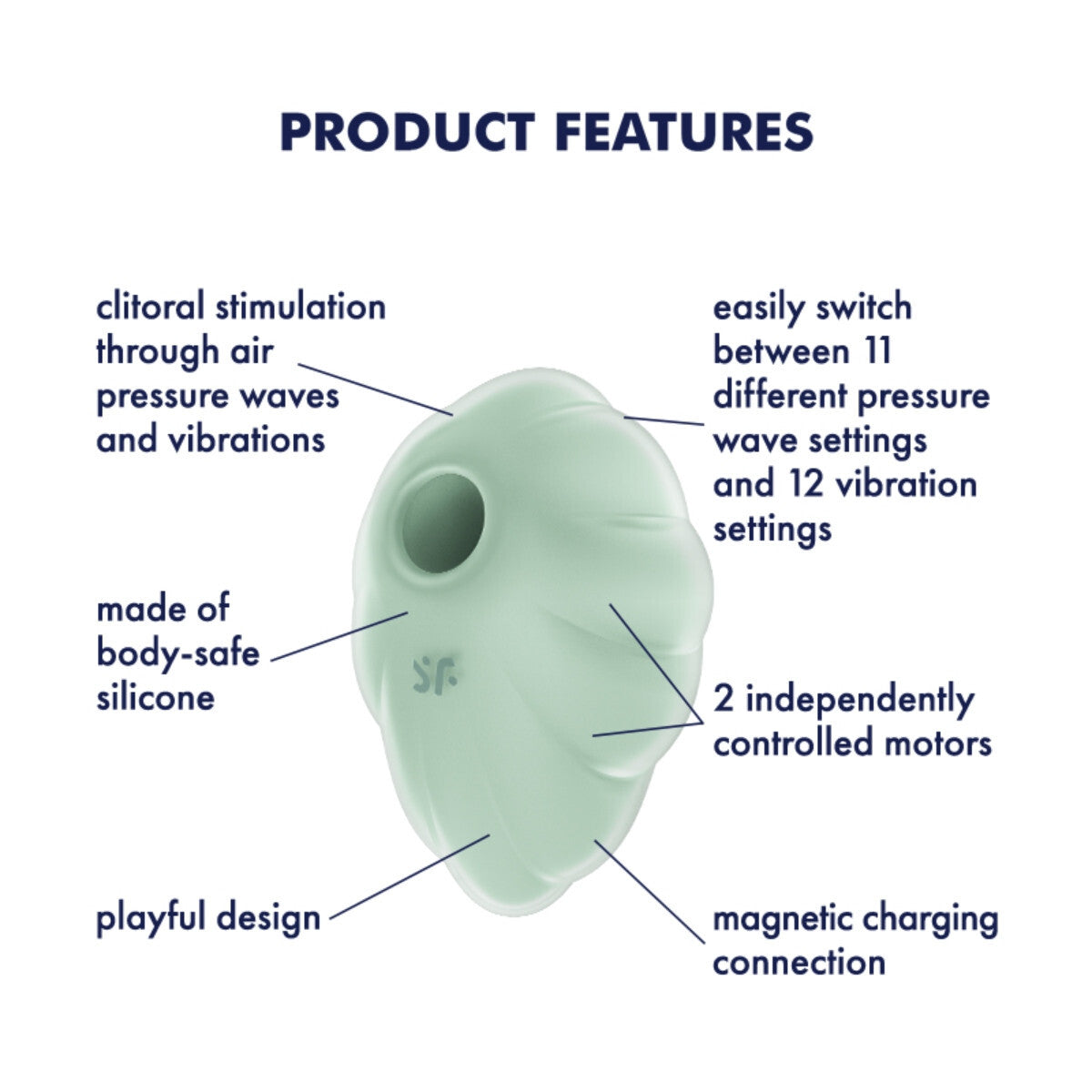 Satisfyer Cloud Dancer Mint Clitoral Air Pulse Vibrator Silicone Multispeed Vibe