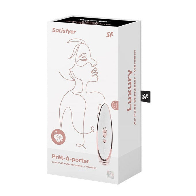 Satisfyer Luxury Pret-A-Porter Air Pulse Stimulator White Rose Gold Vibrator Massage Wand