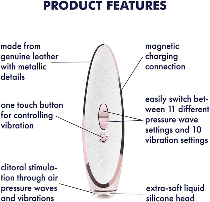 Satisfyer Luxury Pret-A-Porter Air Pulse Stimulator White Rose Gold Vibrator Massage Wand