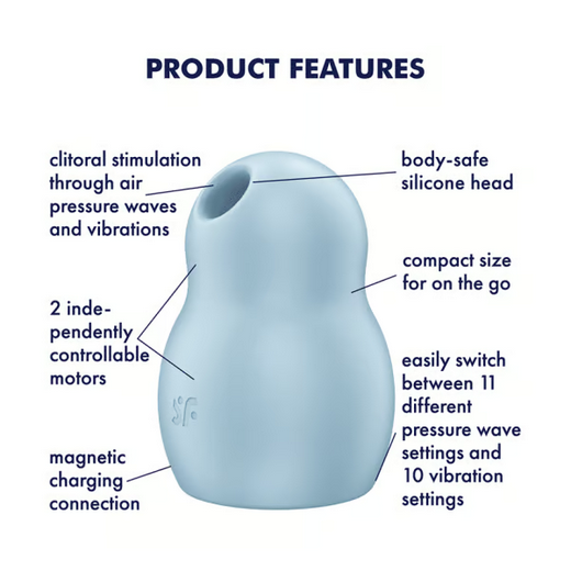 Satisfyer Pro To Go 1 Blue Double Air Pulse Clit Vibrator Waterproof Massager