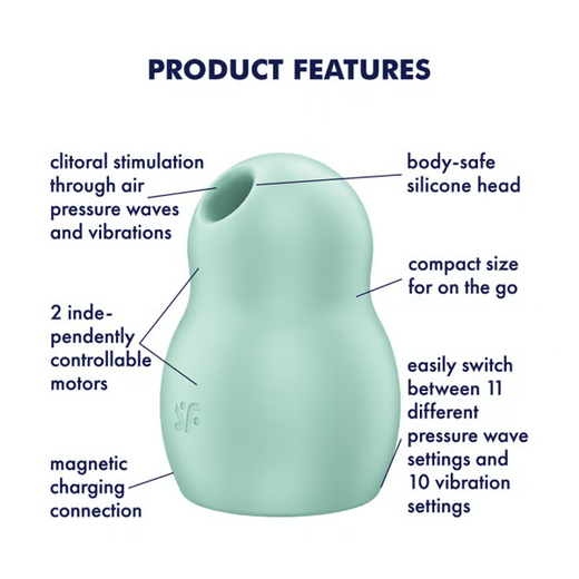 Satisfyer Pro To Go 1 Mint Double Air Pulse Clit Vibrator Waterproof Massager