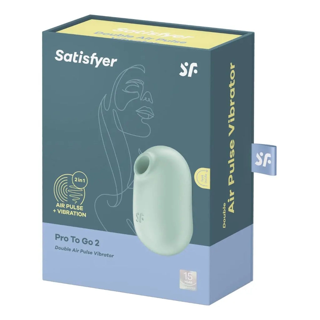 Satisfyer Pro To Go 2 Mint Double Air Pulse Clitoral Vibrator Silicone Waterproof Massager