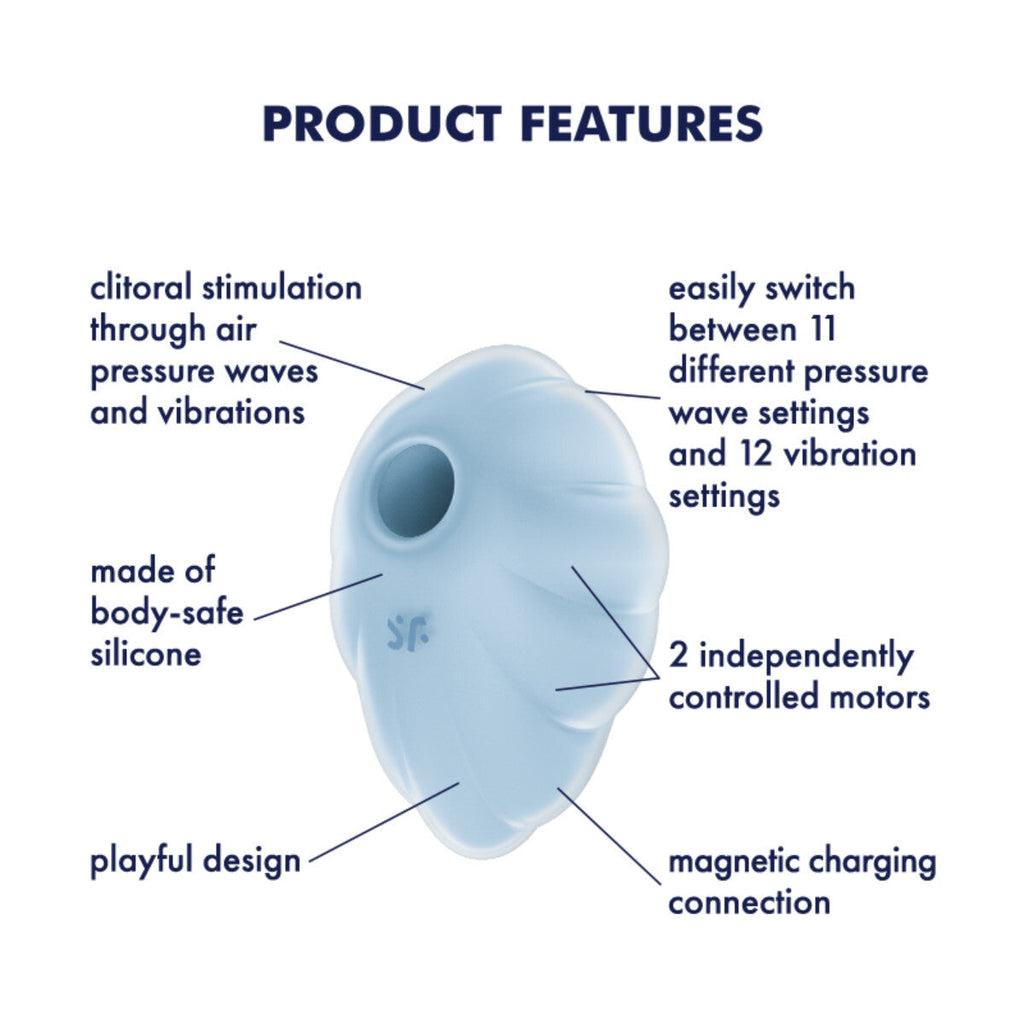 Satisfyer Cloud Dancer Blue Clitoral Air Pulse Vibrator Silicone Multispeed Vibe
