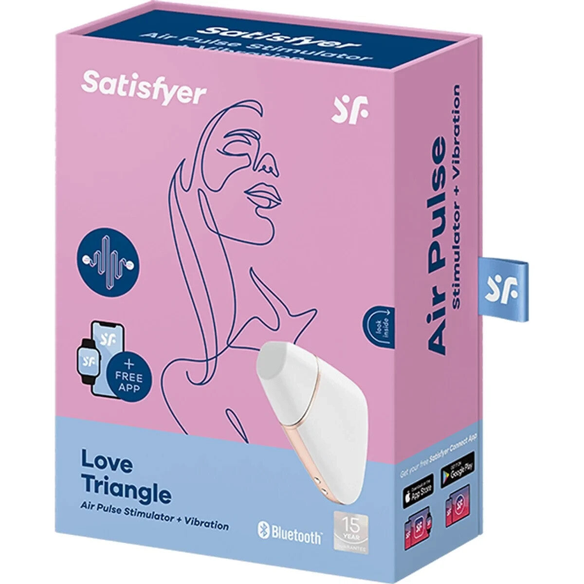Satisfyer Love Triangle White Air-Pulse Clit Vibrator App Waterproof Vibe