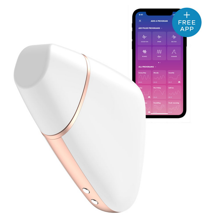 Satisfyer Love Triangle White Air-Pulse Clit Vibrator App Waterproof Vibe