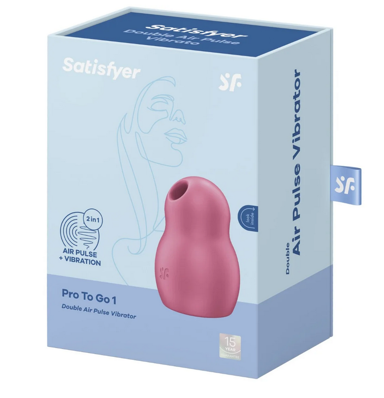 Satisfyer Pro To Go 1 Red Double Air Pulse Vibrator Clitoral Waterproof Massager