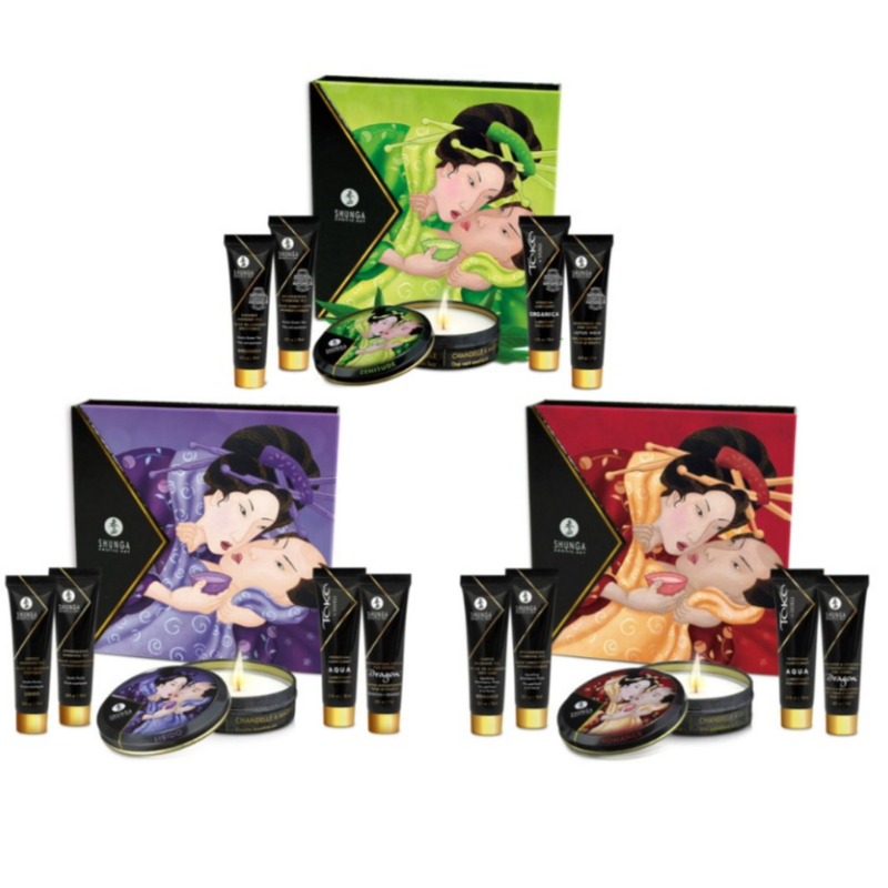 Shunga Luxury Gift Set Geisha's Secret Kit Sensual Massage Oil Candle Lubricant