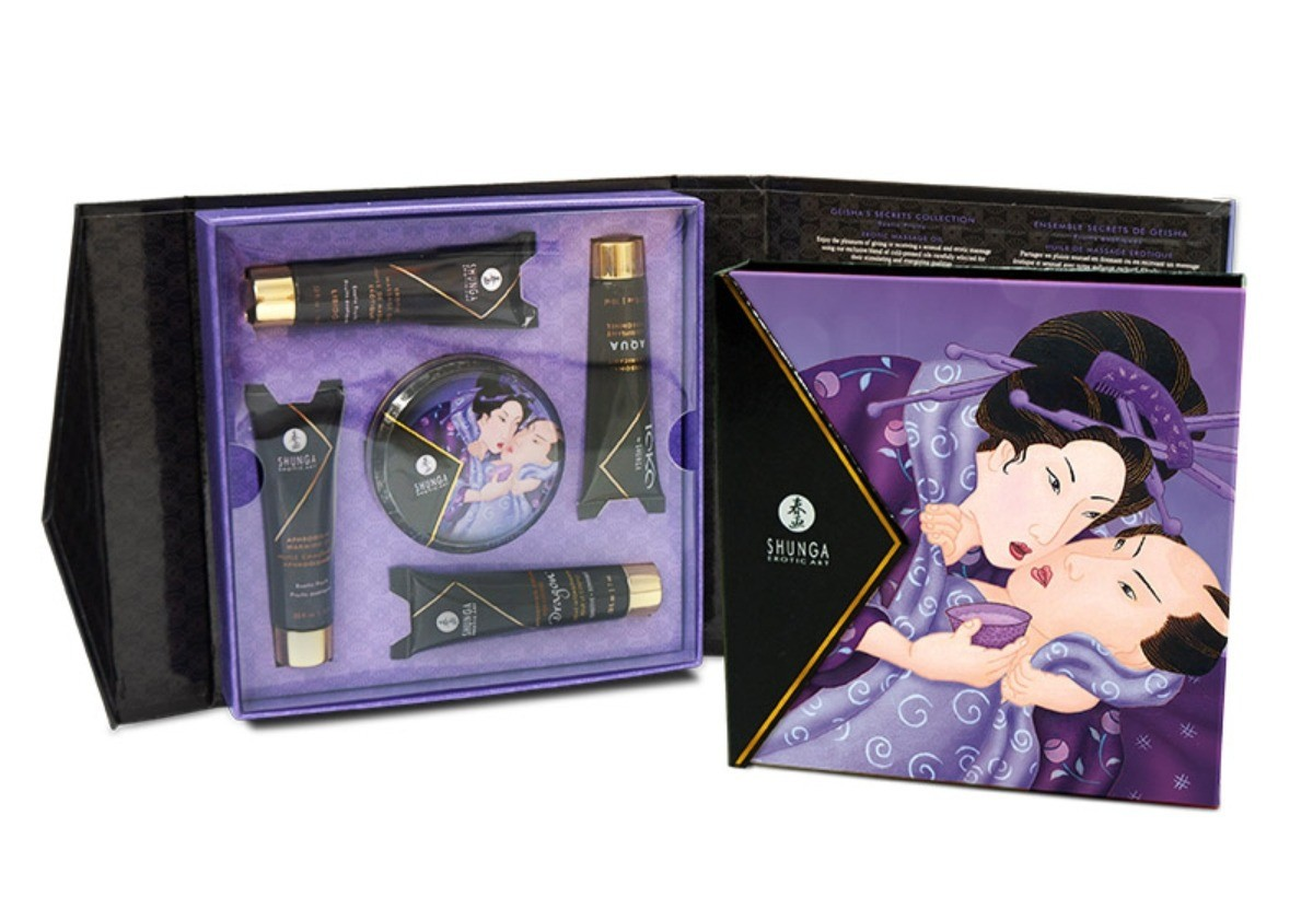 Shunga Luxury Gift Set Geisha's Secret Kit Sensual Massage Oil Candle Lubricant