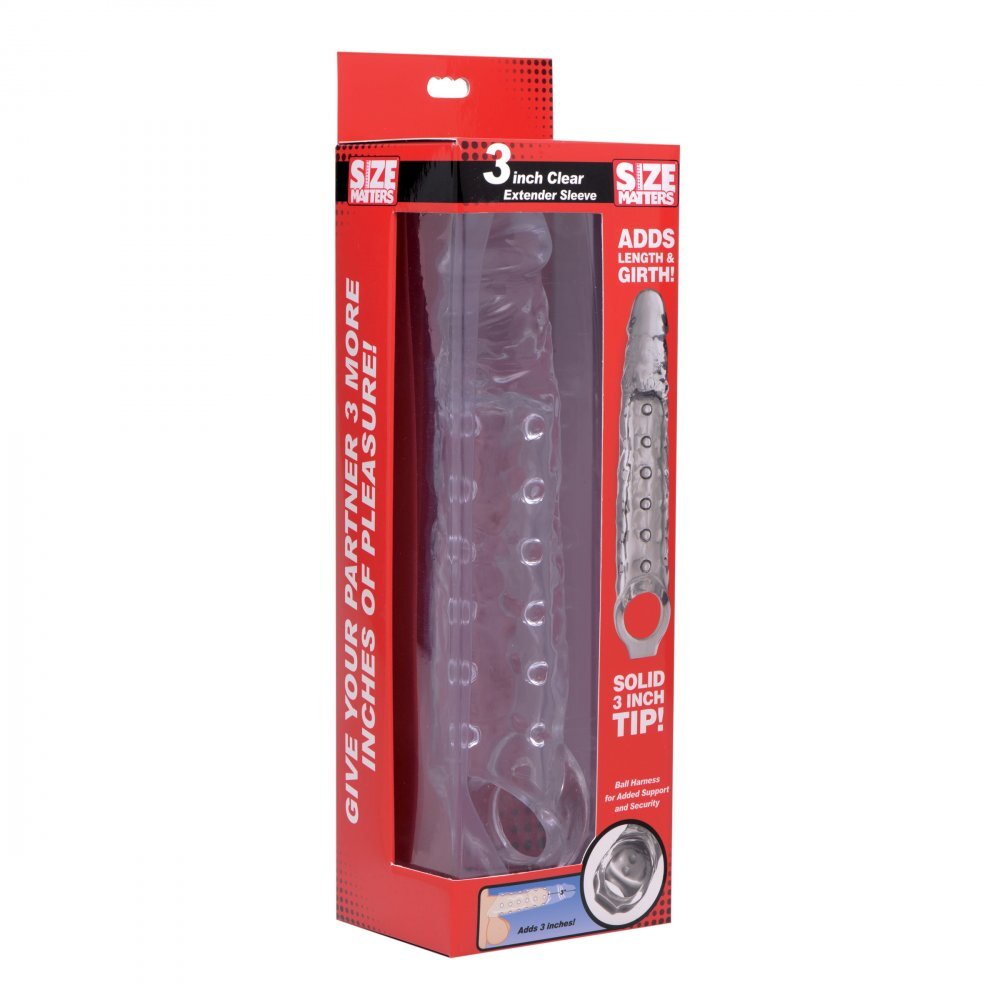 Size Matters 3 Inch Clear Penis Beaded Extender Sleeve
