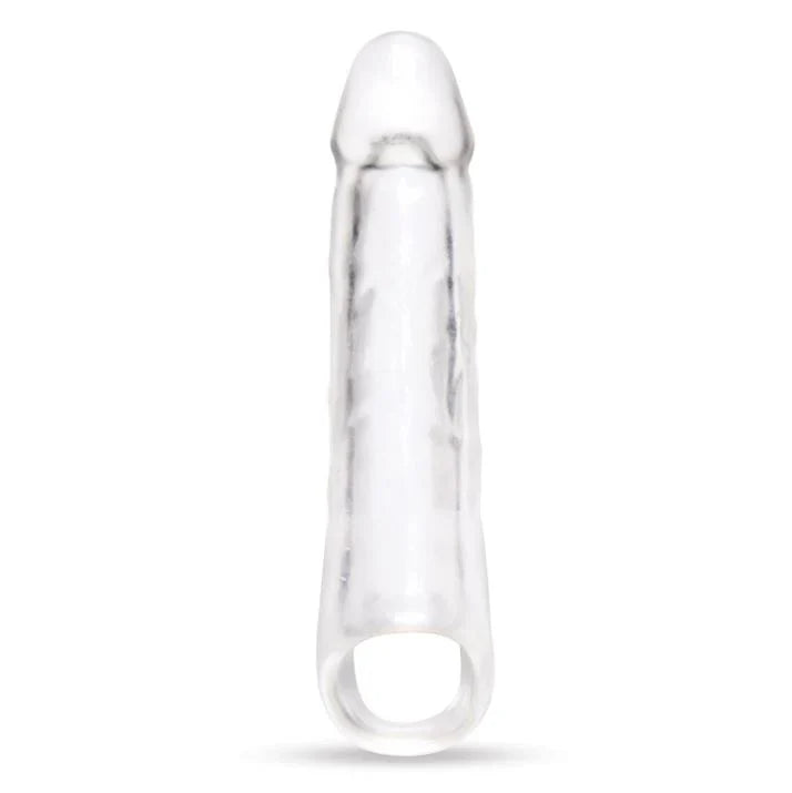 Size Up See-Thru Clear Penis 3 Inch Extender Sleeve With Ball Loop