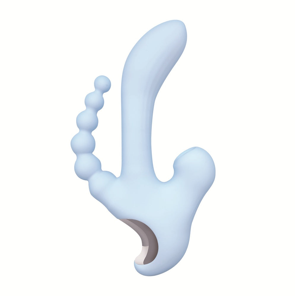 Sky Cirrus Three Way Vibe Silicone G-Spot Clitoral Tapping Vibrator Anal Beads
