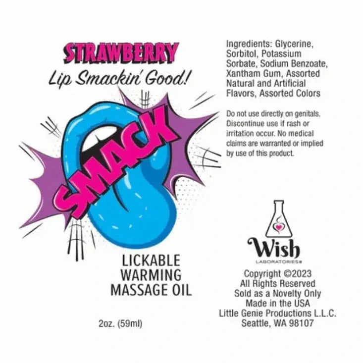 Smack Warming & Lickable Flavoured Couples Massage Oil 59ml