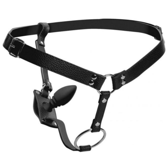 Strict Cock Ring Adjustable Harness Silicone Anal Butt Plug Straps Bondage BDSM