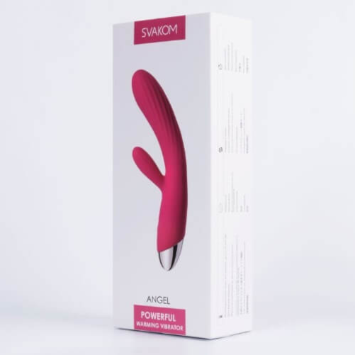 Svakom Angel Warming Rabbit Vibrator Pink Silicone Clitoral G-Spot Massager USB