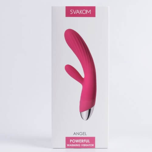 Svakom Angel Warming Rabbit Vibrator Pink Silicone Clitoral G-Spot Massager USB
