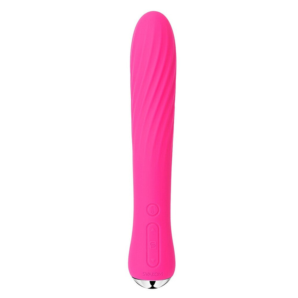 Svakom Anya Powerful Warming Clit G-Spot Vibrator Pink Ribbed Rechargeable Wand