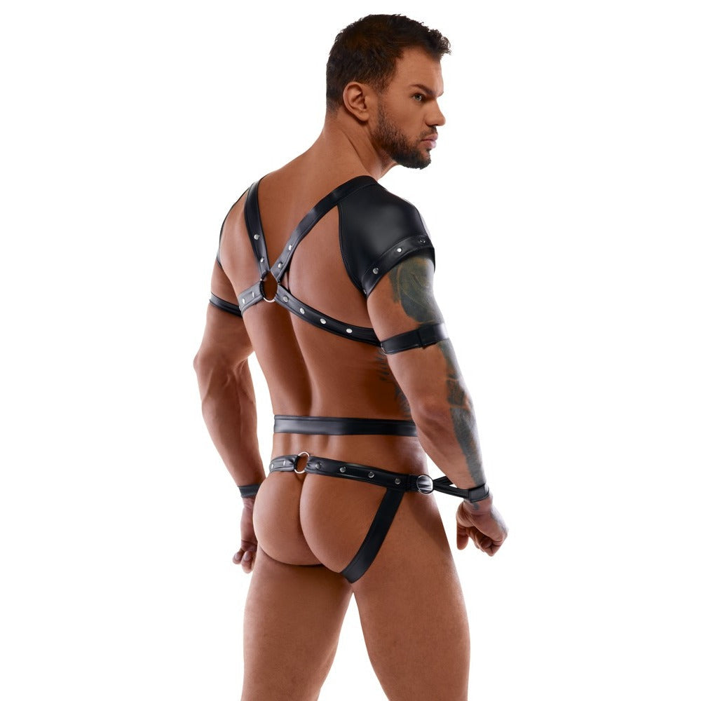 Svenjoyment Mens Bondage Body Fetish Harness Arm Restraints Set Small - Extra Large