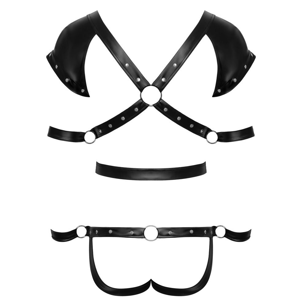 Svenjoyment Mens Bondage Body Fetish Harness Arm Restraints Set Small - Extra Large