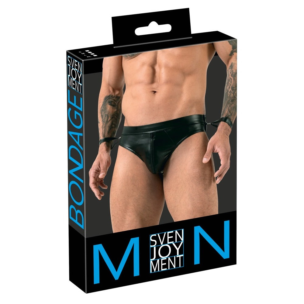 Svenjoyment Mens Bondage Jock Briefs With Arm Restraints Small - Extra Large