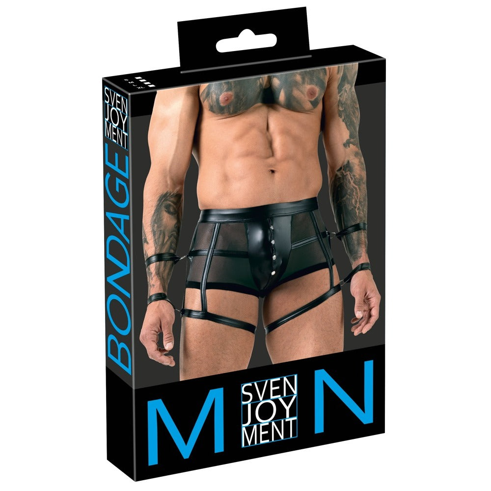 Svenjoyment Powernet Mens Bondage Pants With Arm Restraints Small - Extra Large