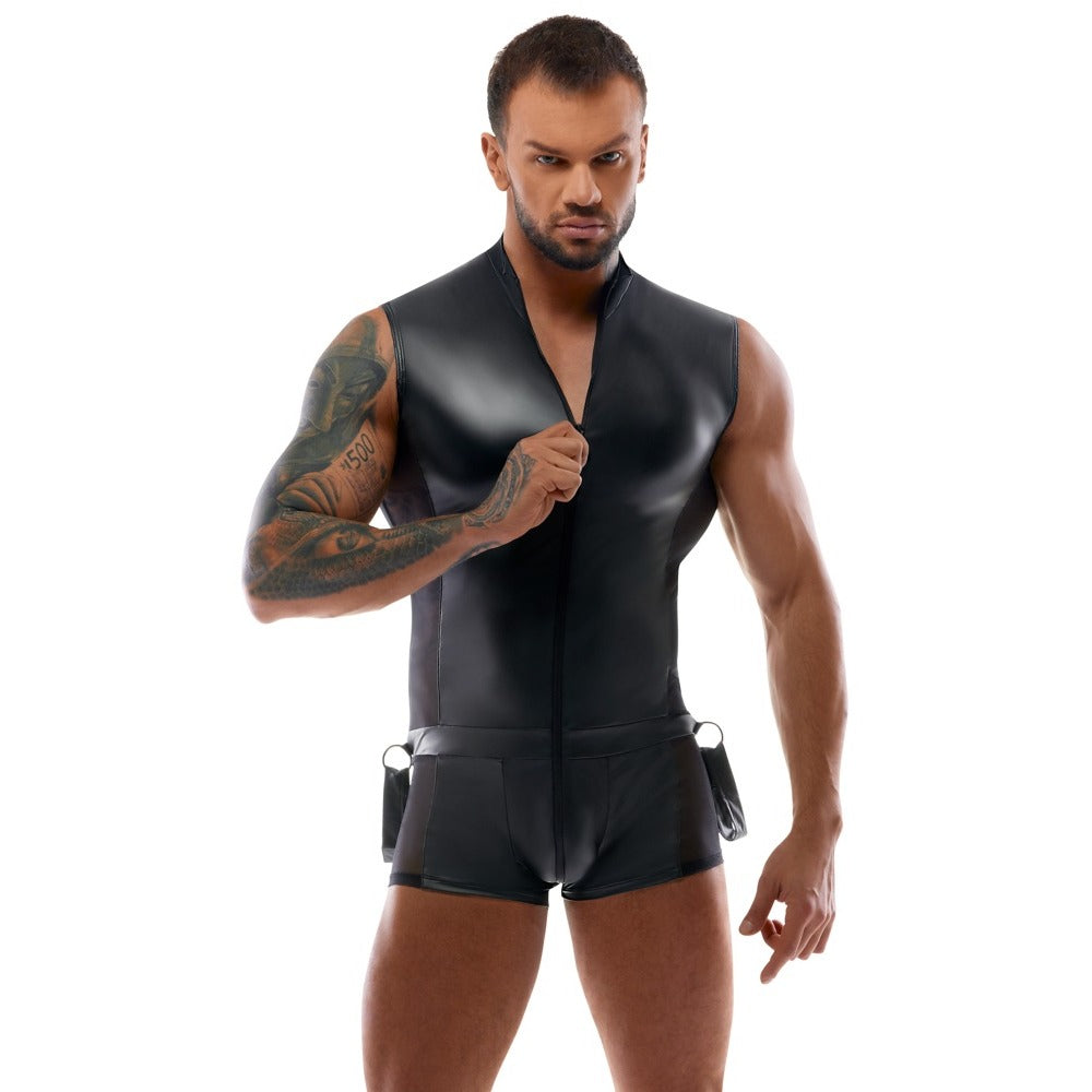 Svenjoyment Sleeveless Body Jumpsuit WIth Arm Loop Restraints Small - Extra Large