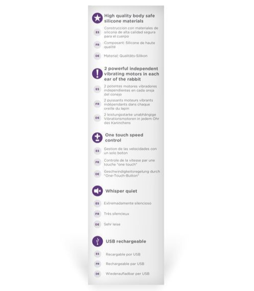 The Rabbit Company Lay On Massager Clit Vibrator Multispeed Silicone USB Purple