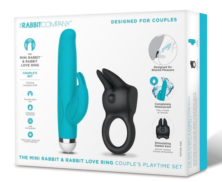 The Rabbit Company Mini Rabbit Vibe Cock Ring Set Clit G-Spot Rabbit Couples Set