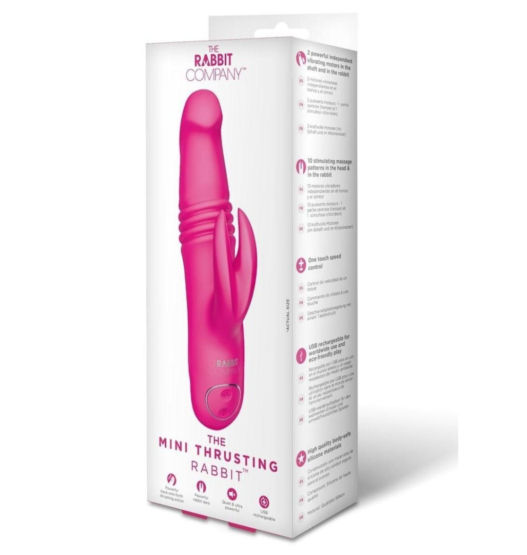 The Rabbit Company Mini Thrusting Vibrator Clit G-Spot Ribbed Silicone Massager
