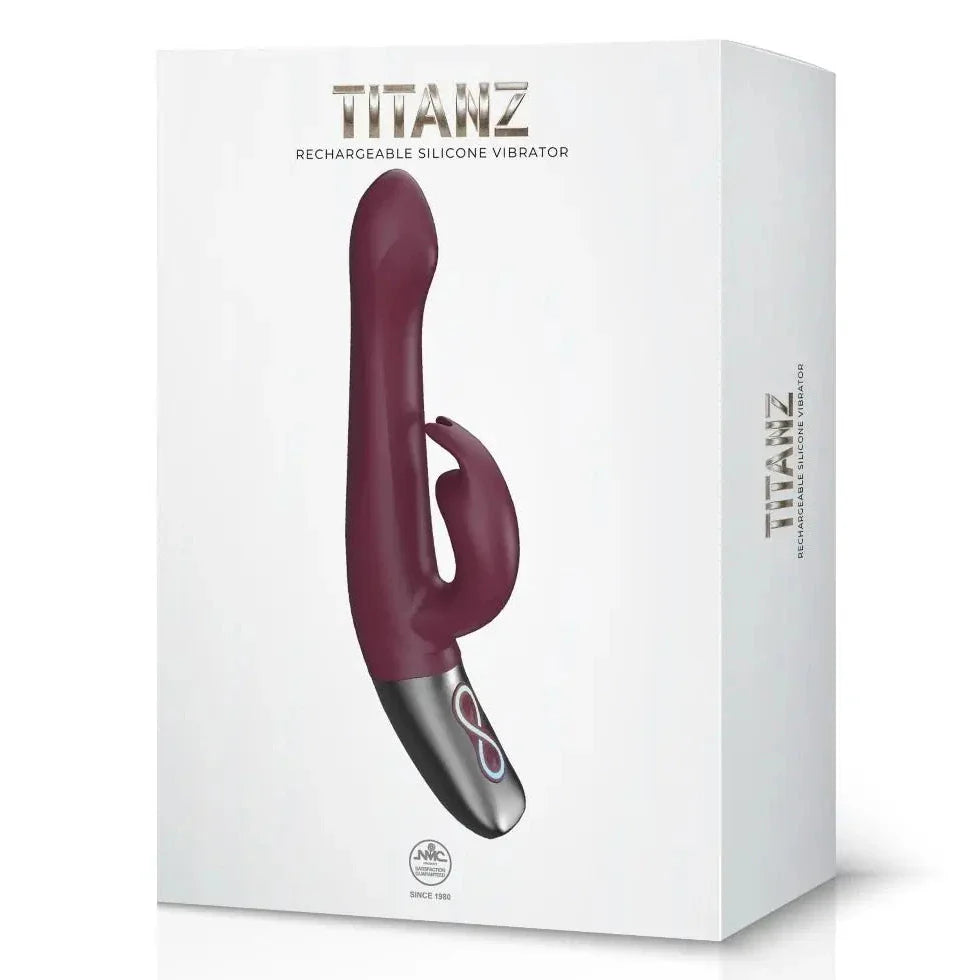 Titanz Rotating 5 Inch Rechargeable Silicone Rabbit Vibrator With Clit Stimulation Purple