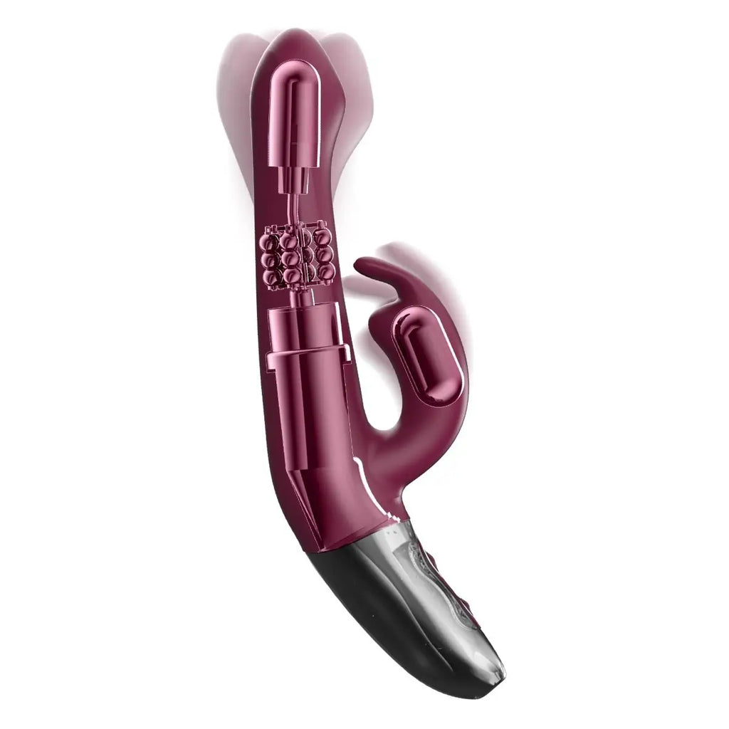Titanz Rotating 5 Inch Rechargeable Silicone Rabbit Vibrator With Clit Stimulation Purple
