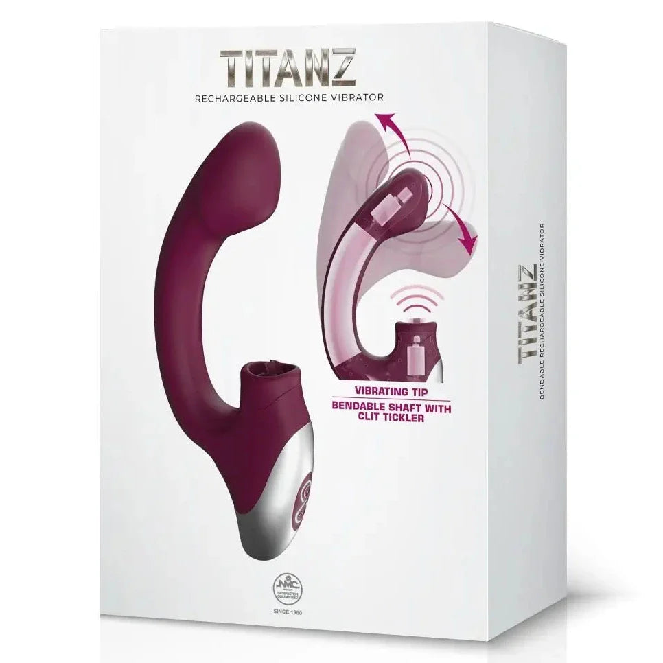 Titanz Silicone G-Spot & Clit Tickler Rechargeable Dual Vibrator Purple